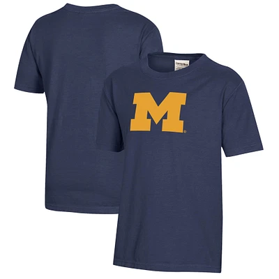 Youth Heather Navy Michigan Wolverines Logo Comfort Wash T-Shirt