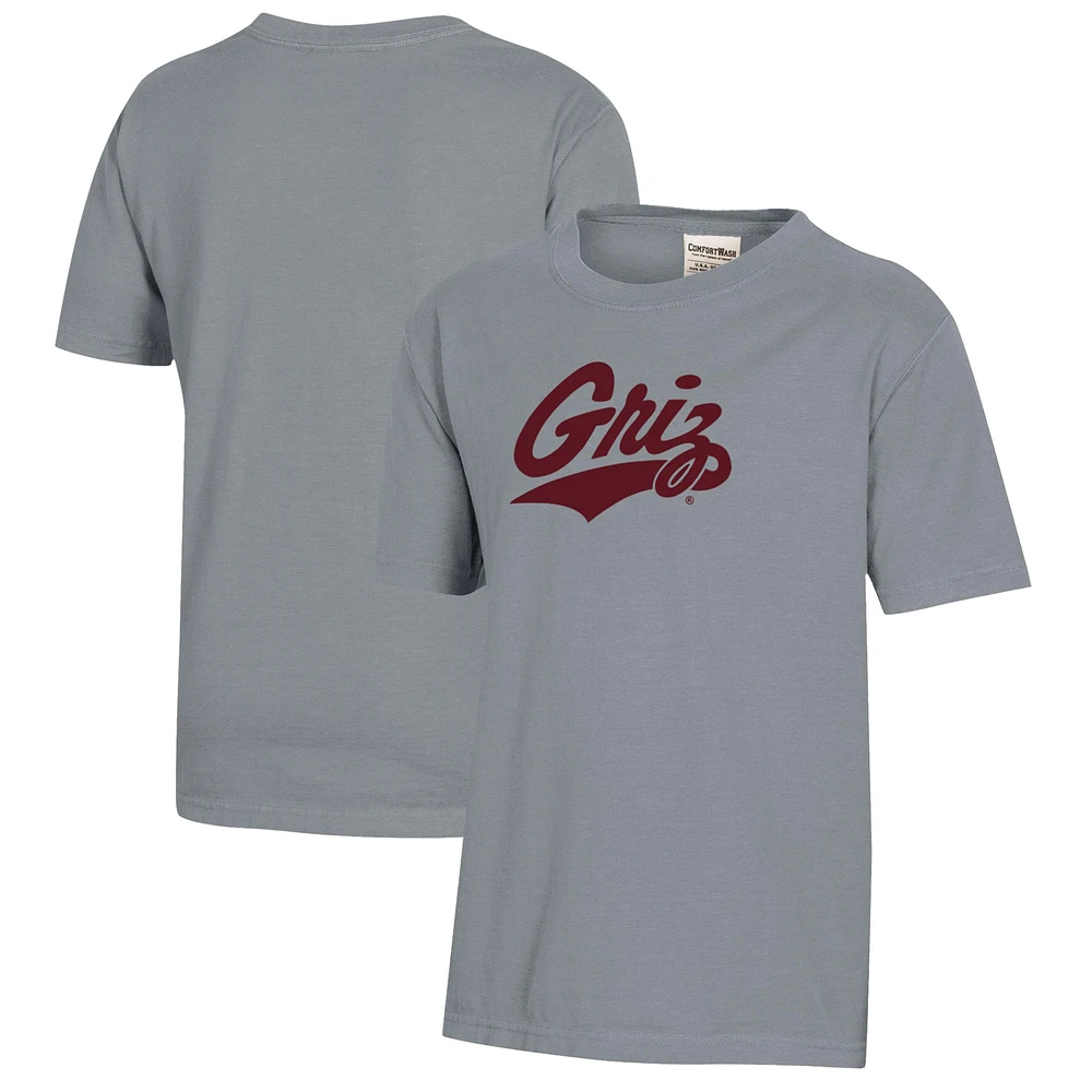 Youth Gray Montana Grizzlies Logo Comfort Wash T-Shirt
