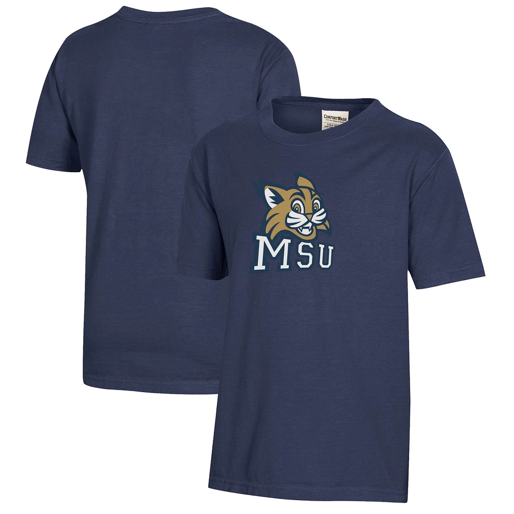 Youth Heather Navy Montana State Bobcats Logo Comfort Wash T-Shirt