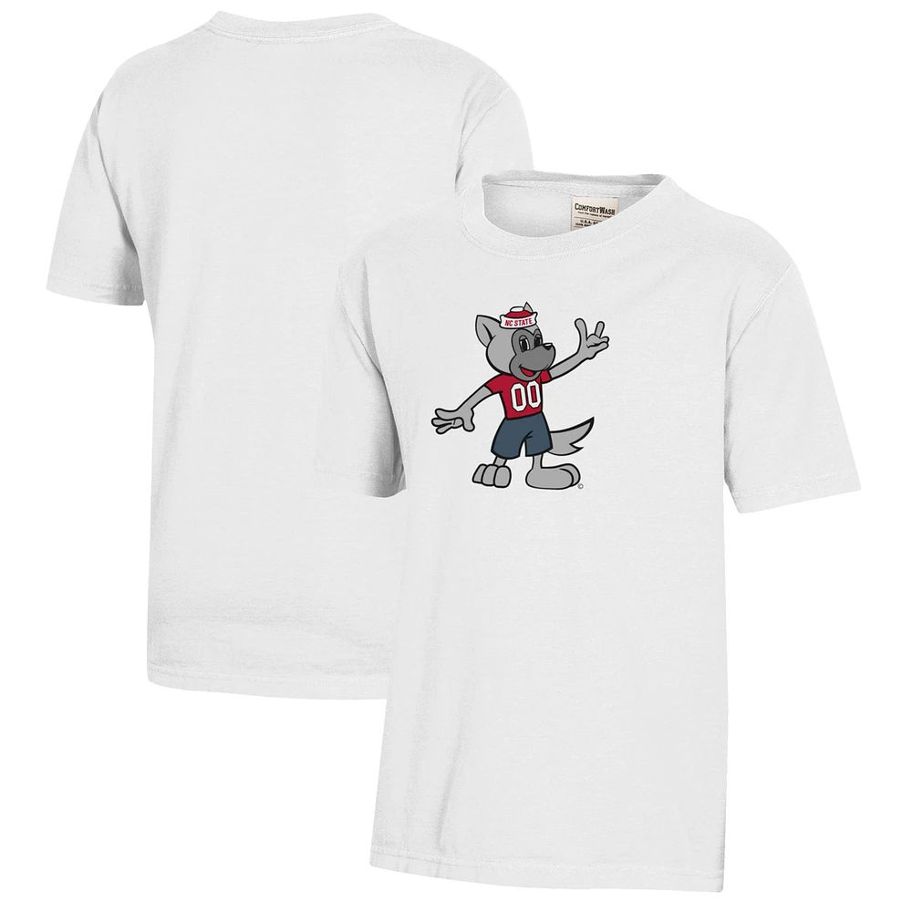 Youth White NC State Wolfpack Logo Comfort Wash T-Shirt