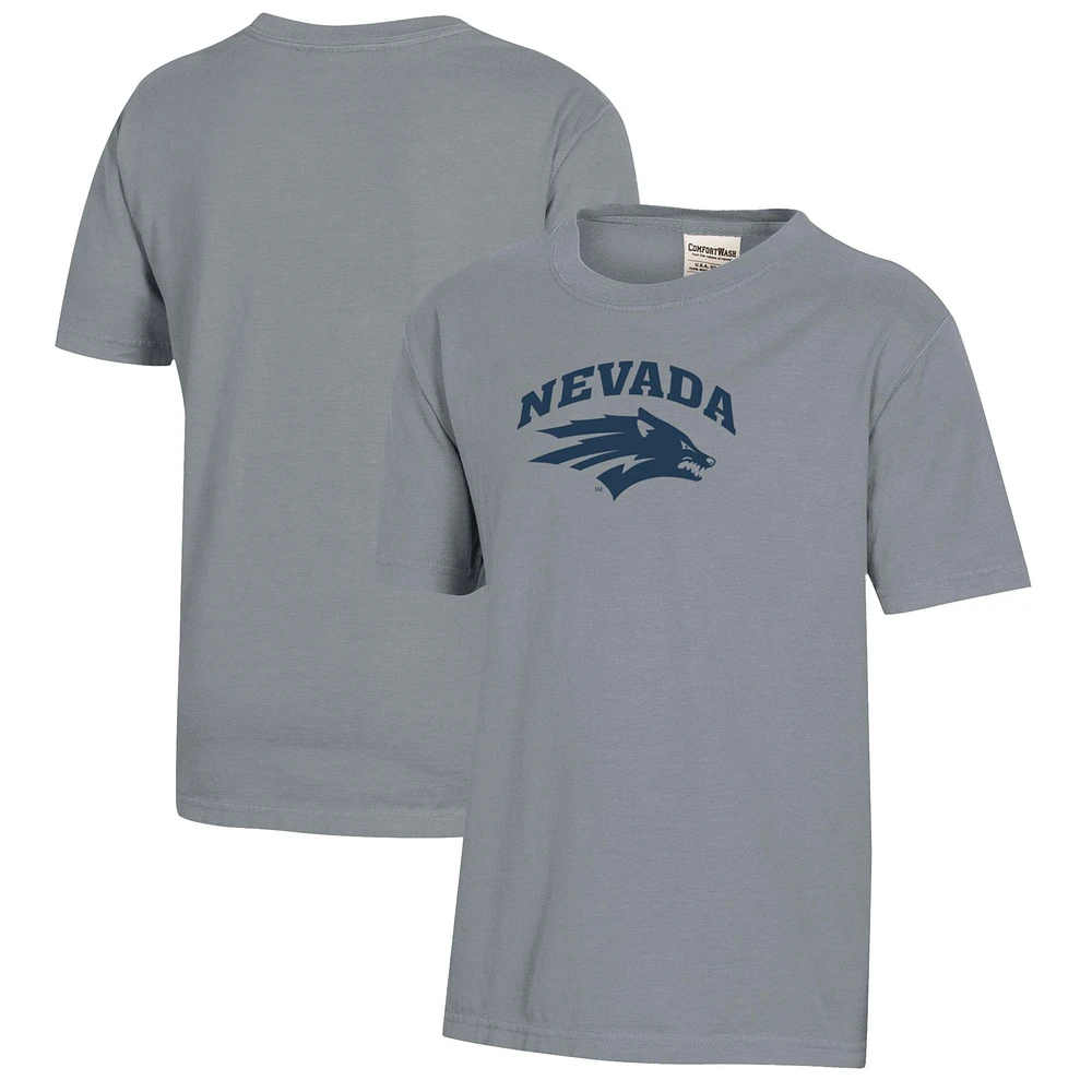 Youth Gray Nevada Wolf Pack Logo Comfort Wash T-Shirt
