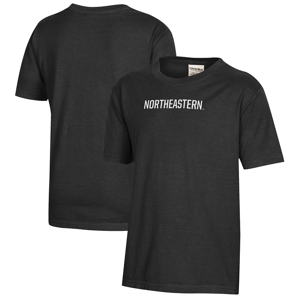 Youth Black Northeastern Huskies Logo Comfort Wash T-Shirt