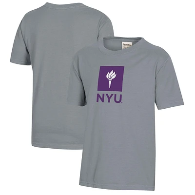 Youth Gray NYU Violets Logo Comfort Wash T-Shirt