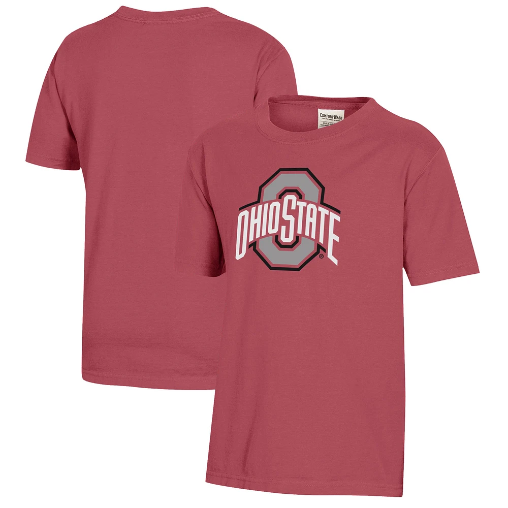 Youth Scarlet Ohio State Buckeyes Logo Comfort Wash T-Shirt