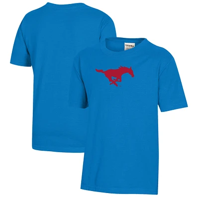 Youth Royal SMU Mustangs Logo Comfort Wash T-Shirt