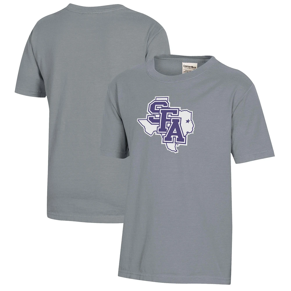 Youth Gray Stephen F Austin Lumberjacks Logo Comfort Wash T-Shirt
