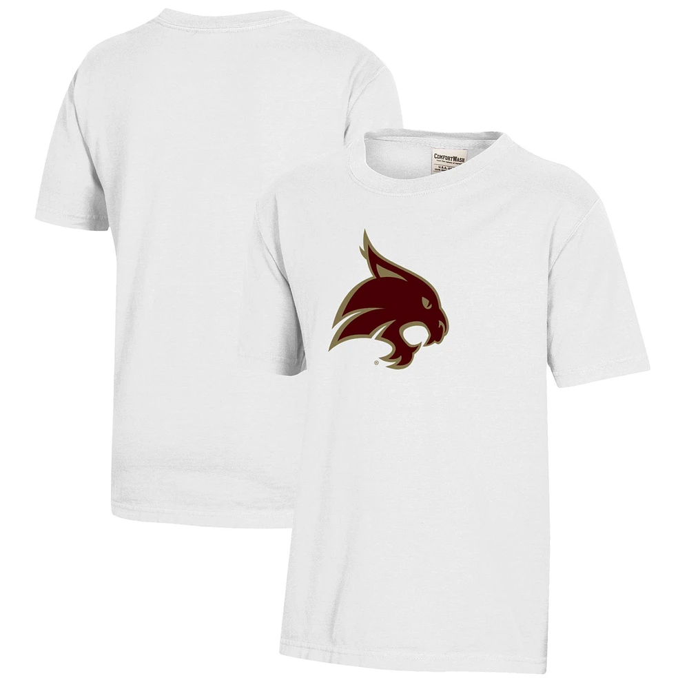 Youth White Texas State Bobcats Logo Comfort Wash T-Shirt