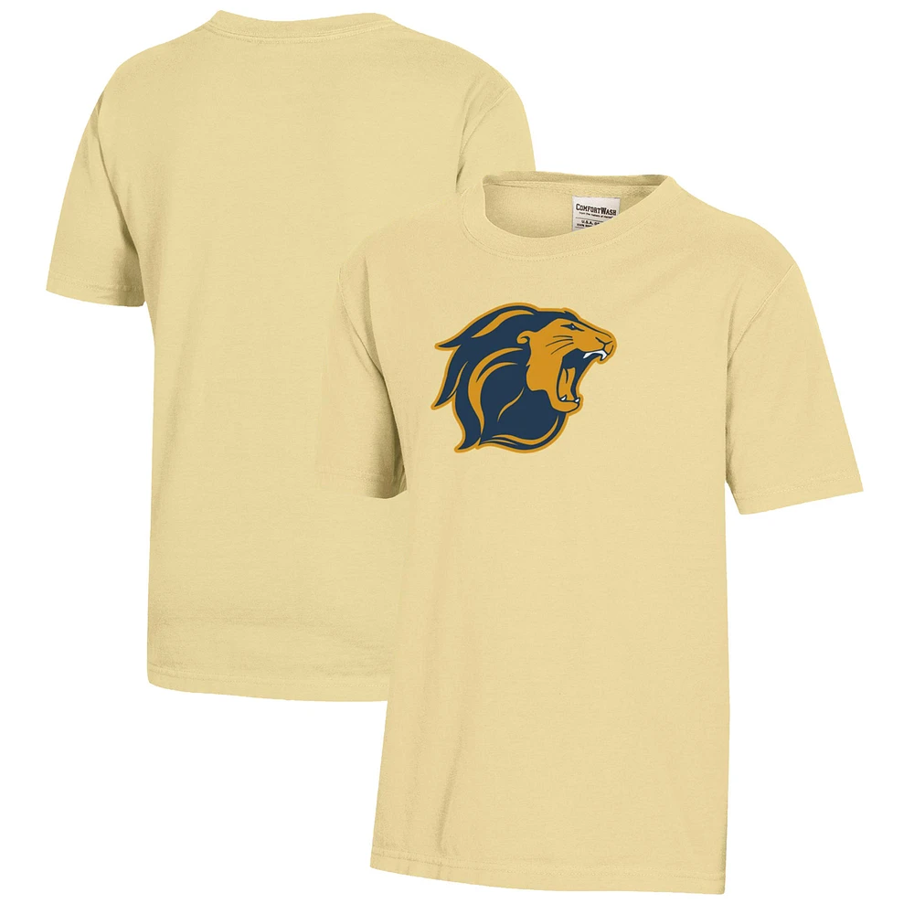 Youth Yellow College of New Jersey Lions Logo Comfort Wash T-Shirt