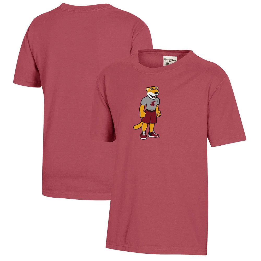 Youth Crimson Washington State Cougars Logo Comfort Wash T-Shirt