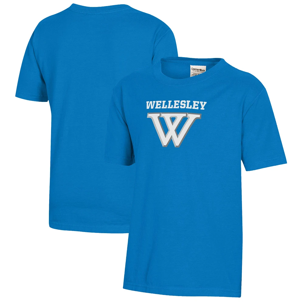 Youth Royal Wellesley Blue Logo Comfort Wash T-Shirt