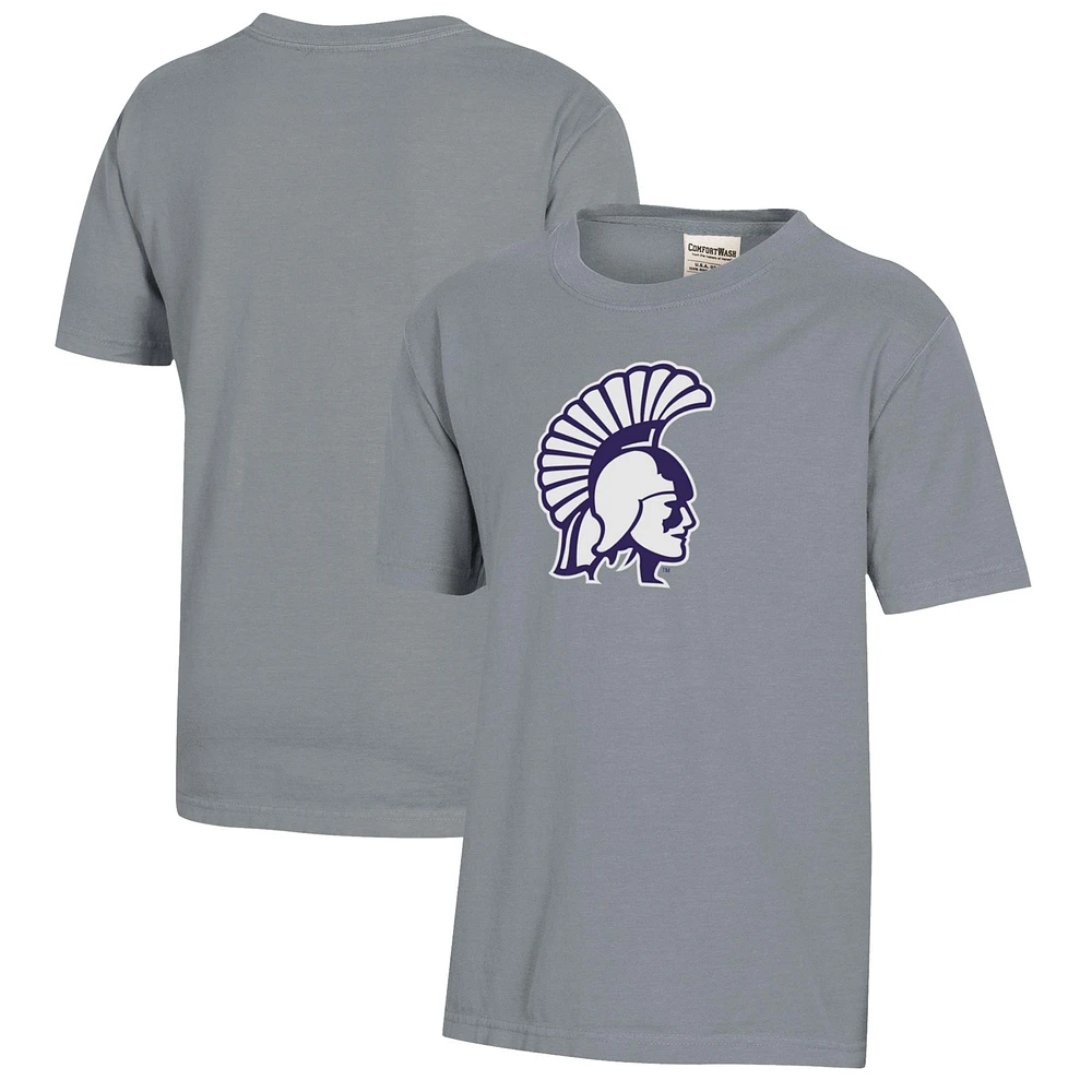 Youth Gray Winona State Warriors Logo Comfort Wash T-Shirt