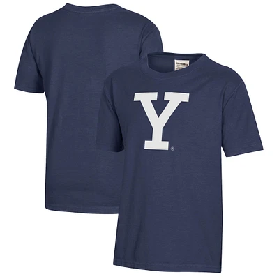 Youth  Heather Navy Yale Bulldogs Logo Comfort Wash T-Shirt