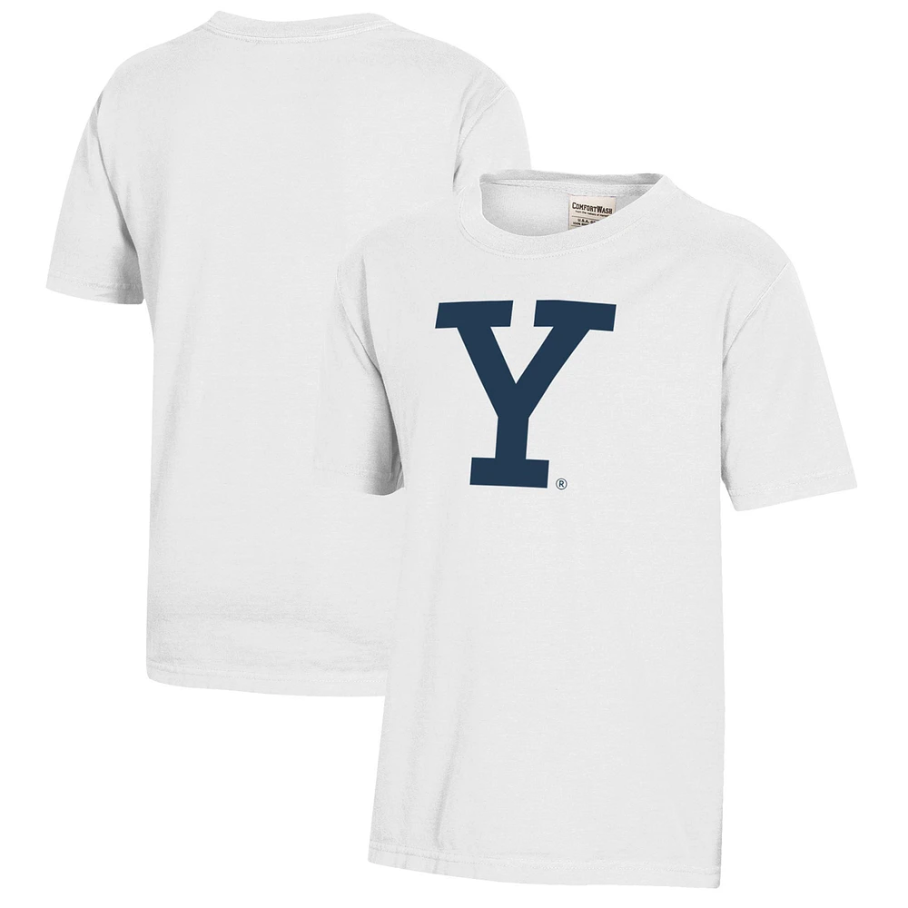 Youth White Yale Bulldogs Logo Comfort Wash T-Shirt
