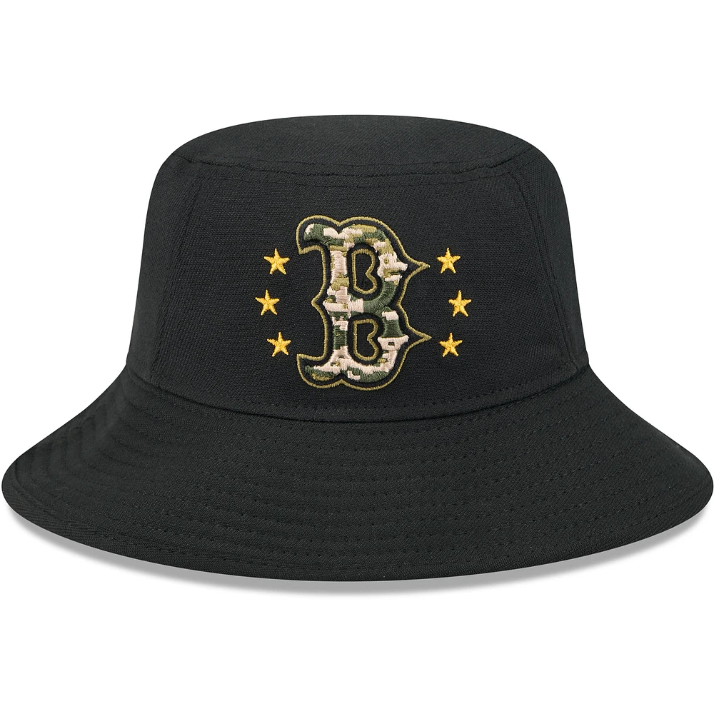 Men's New Era Black Boston Red Sox 2024 Armed Forces Day Bucket Hat