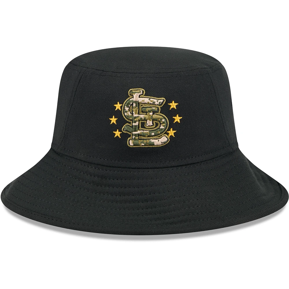 Men's New Era Black St. Louis Cardinals 2024 Armed Forces Day Bucket Hat
