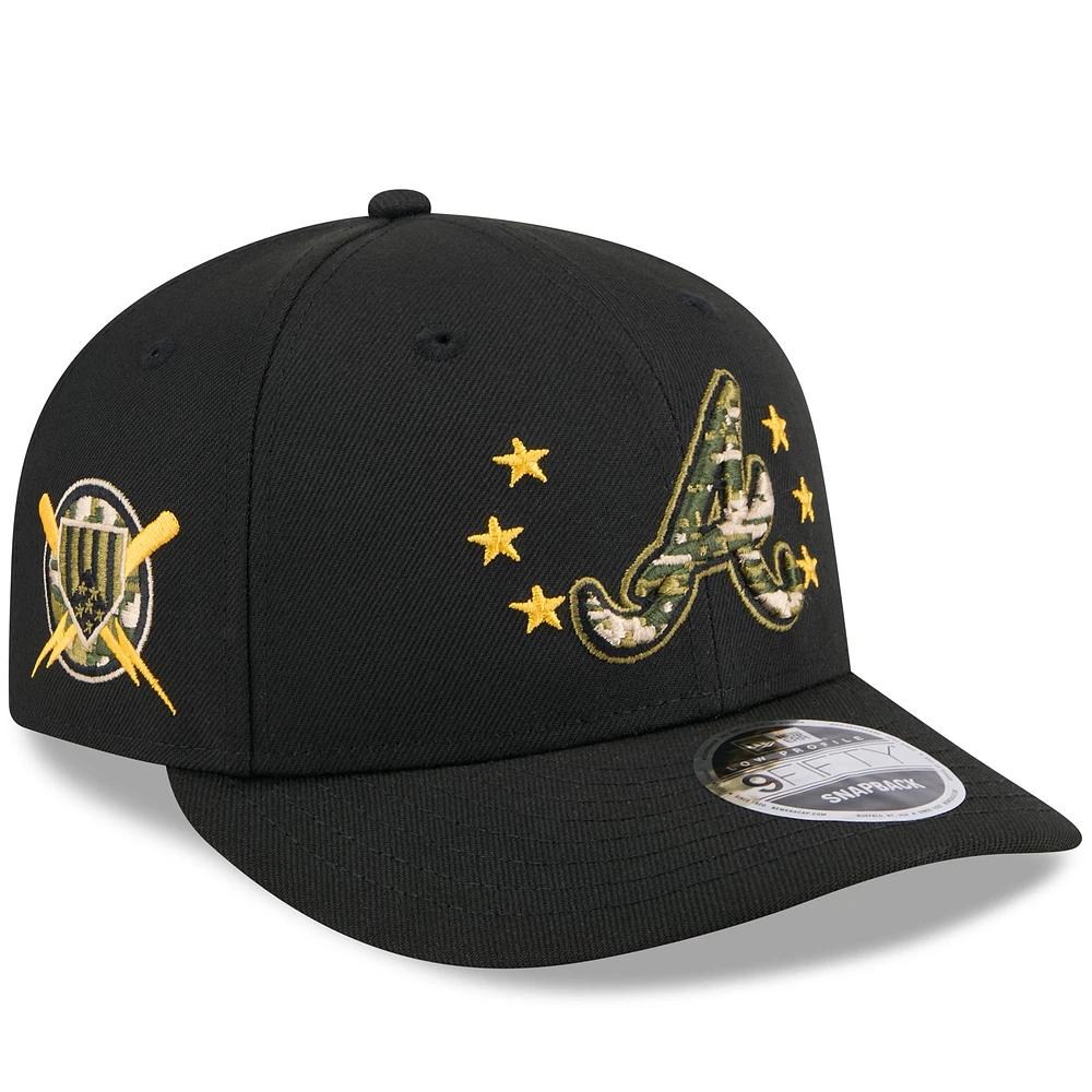 Men's New Era Black Atlanta Braves 2024 Armed Forces Day Low Profile 9FIFTY Snapback Hat