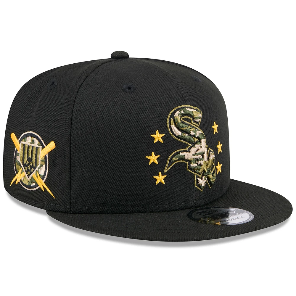 Men's New Era Black Chicago White Sox 2024 Armed Forces Day 9FIFTY Snapback Hat