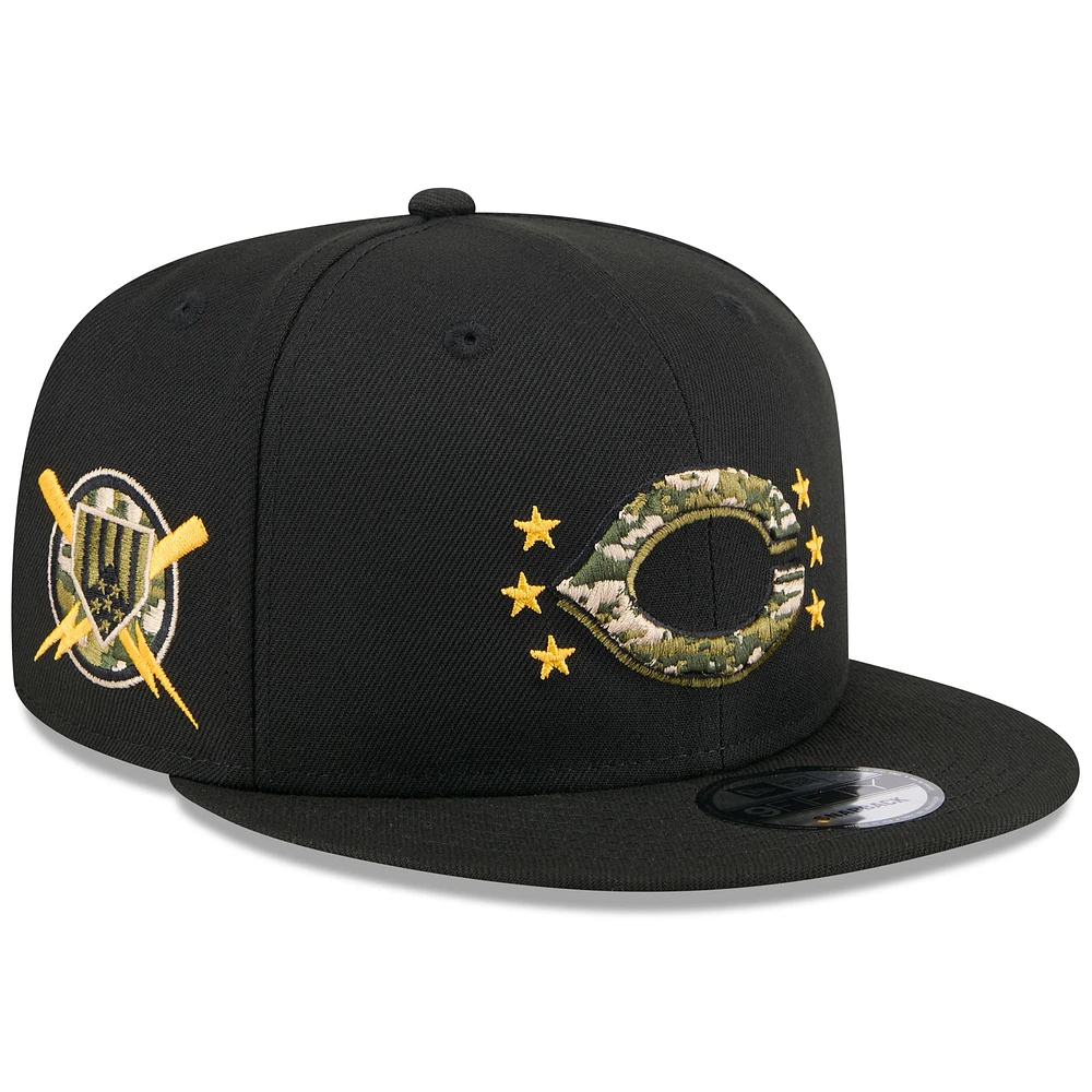 Men's New Era Black Cincinnati Reds 2024 Armed Forces Day 9FIFTY Snapback Hat
