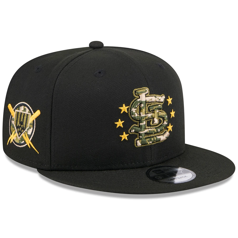 Men's New Era Black St. Louis Cardinals 2024 Armed Forces Day 9FIFTY Snapback Hat