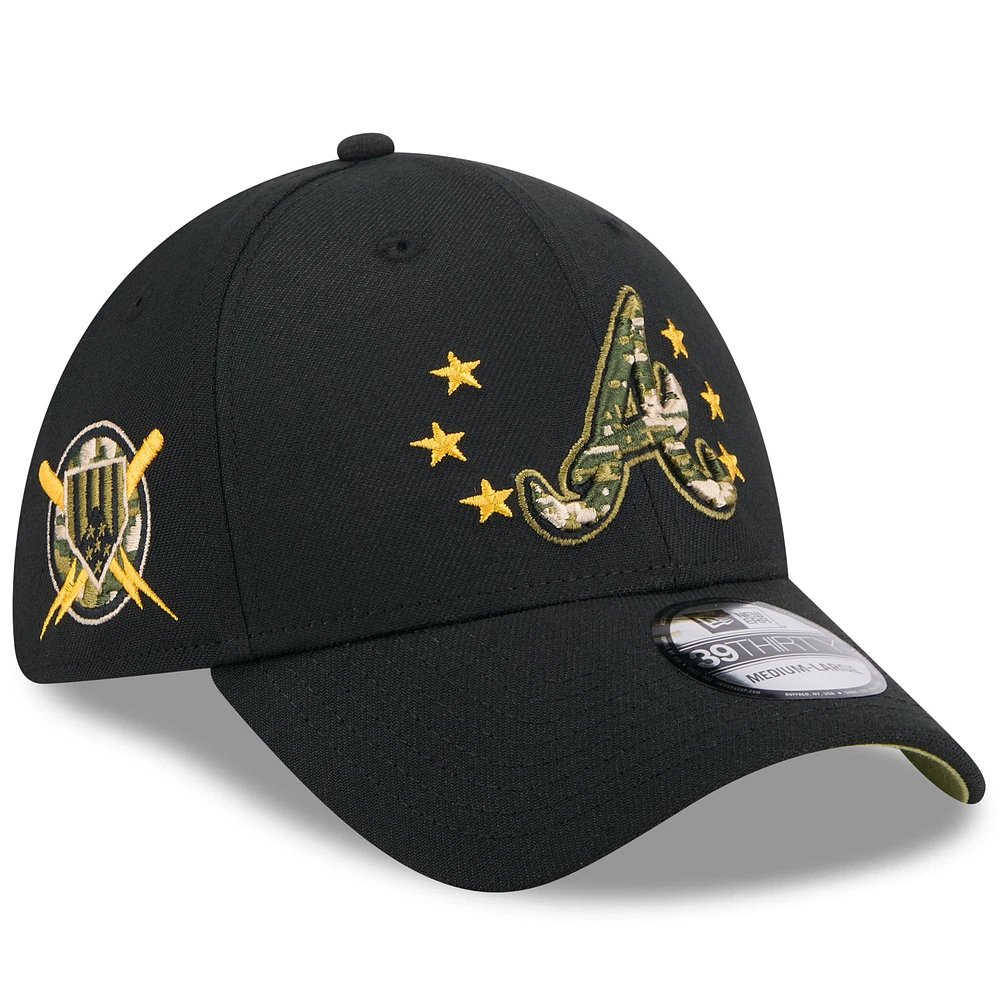 Men's New Era Black Atlanta Braves 2024 Armed Forces Day 39THIRTY Flex Hat