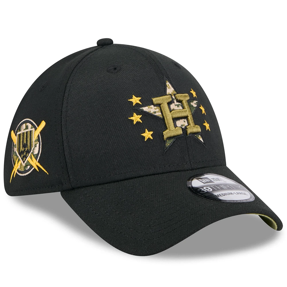 Men's New Era Black Houston Astros 2024 Armed Forces Day 39THIRTY Flex Hat