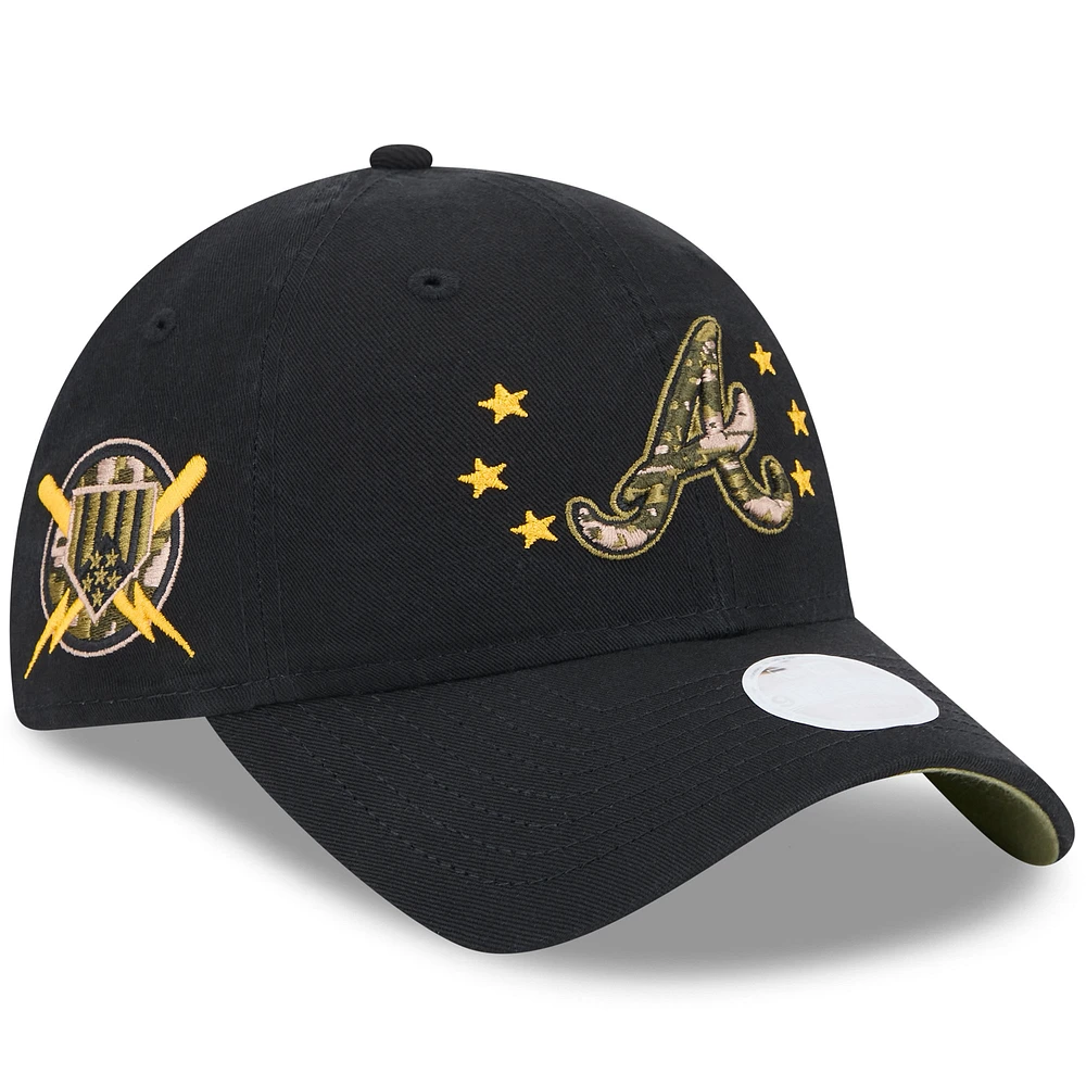 Women's New Era Black Atlanta Braves 2024 Armed Forces Day 9TWENTY Adjustable Hat