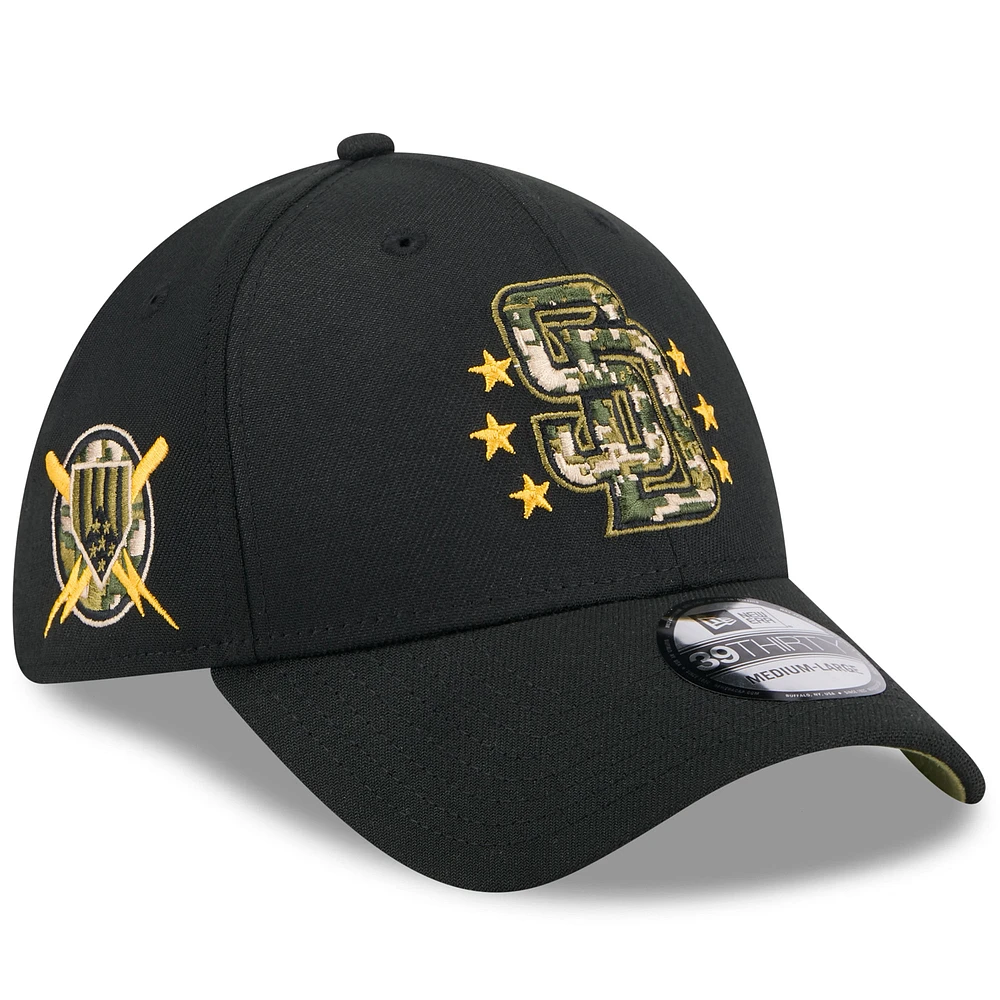 Men's New Era Black San Diego Padres 2024 Armed Forces Day 39THIRTY Flex Hat