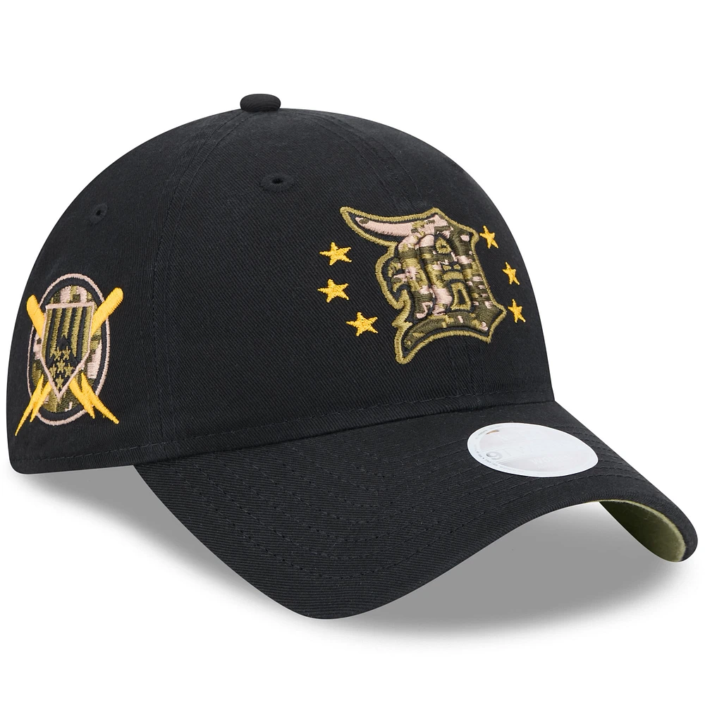 Women's New Era Black Detroit Tigers 2024 Armed Forces Day 9TWENTY Adjustable Hat
