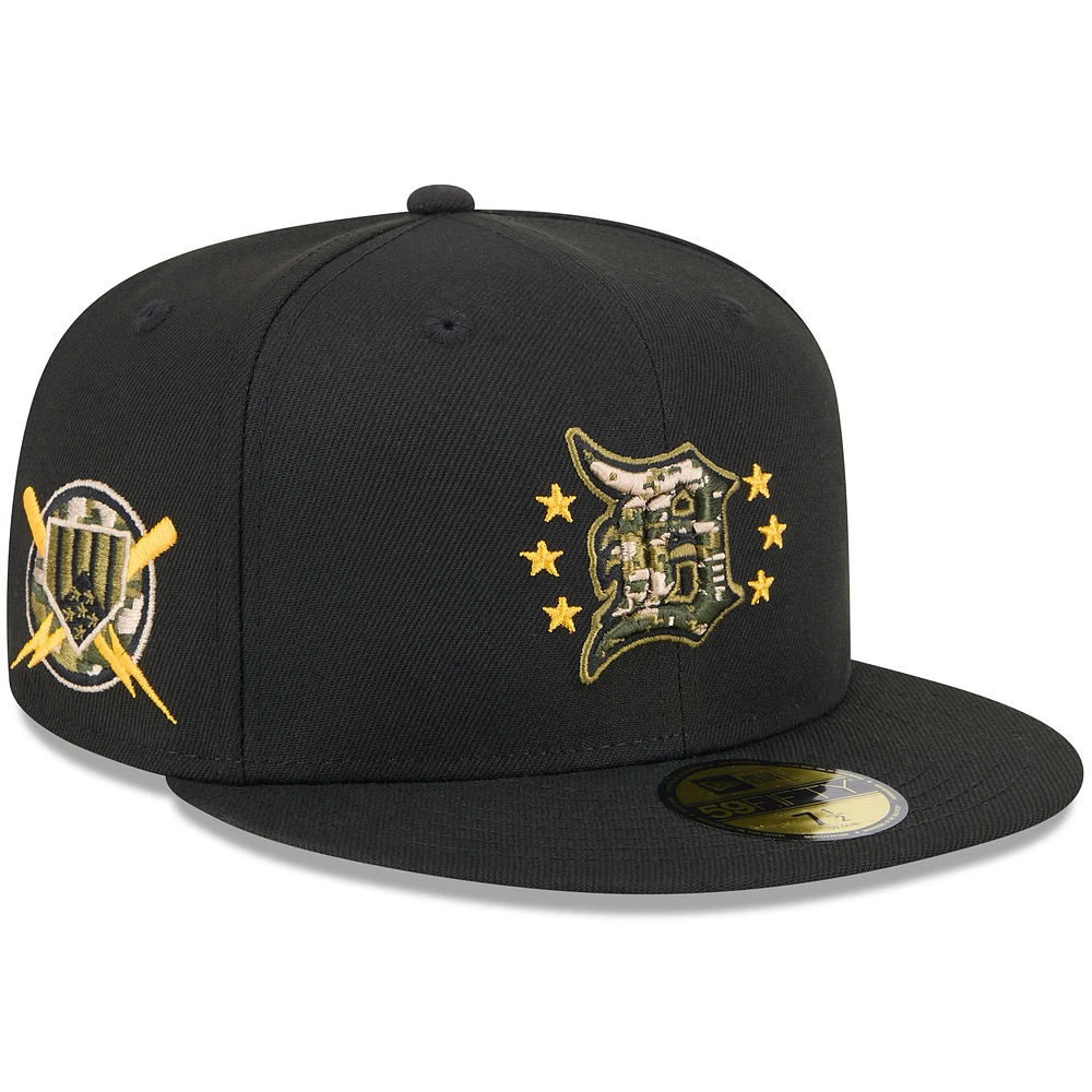 Men's New Era Black Detroit Tigers 2024 Armed Forces Day On-Field 59FIFTY Fitted Hat