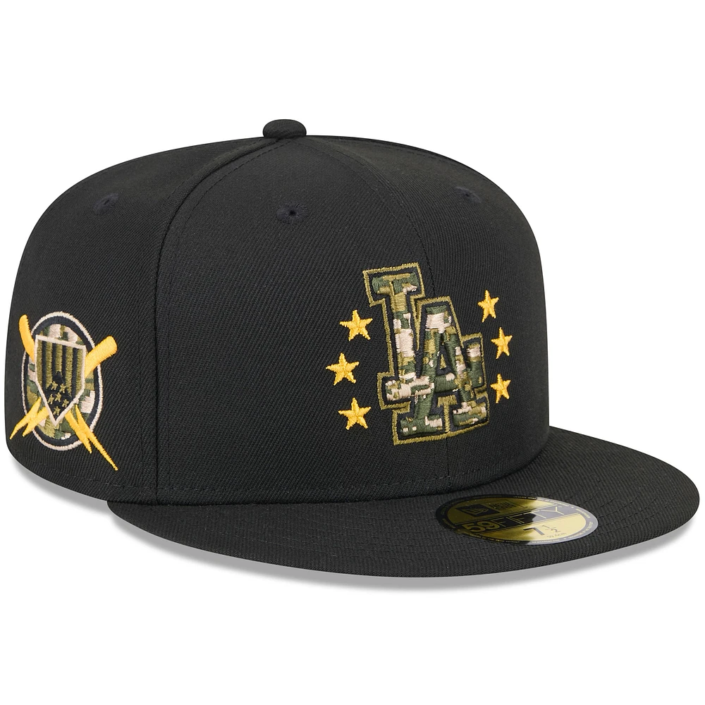 Men's New Era Black Los Angeles Dodgers 2024 Armed Forces Day On-Field 59FIFTY Fitted Hat