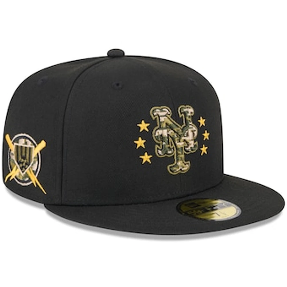 Men's New Era Black York Mets 2024 Armed Forces Day On-Field 59FIFTY Fitted Hat