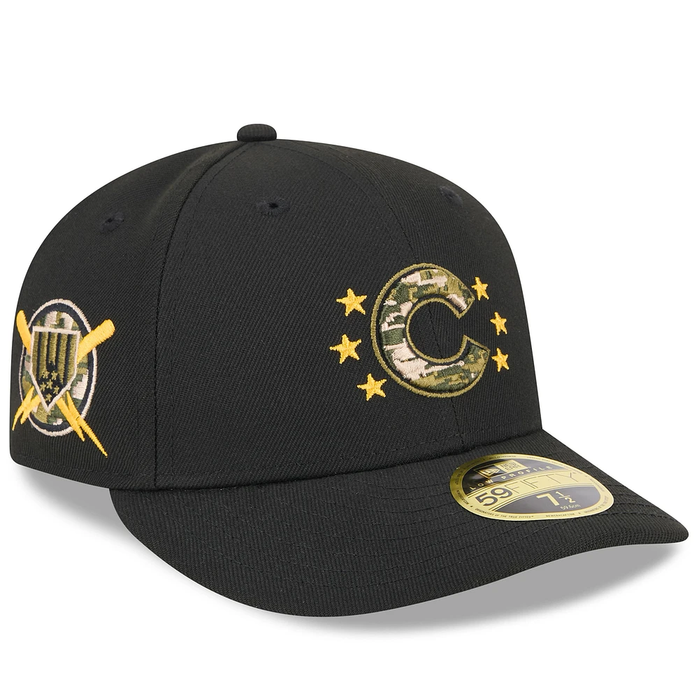Men's New Era Black Chicago Cubs 2024 Armed Forces Day Low Profile 59FIFTY Fitted Hat