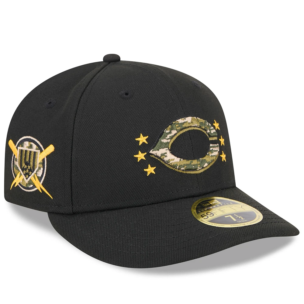 Men's New Era Black Cincinnati Reds 2024 Armed Forces Day Low Profile 59FIFTY Fitted Hat