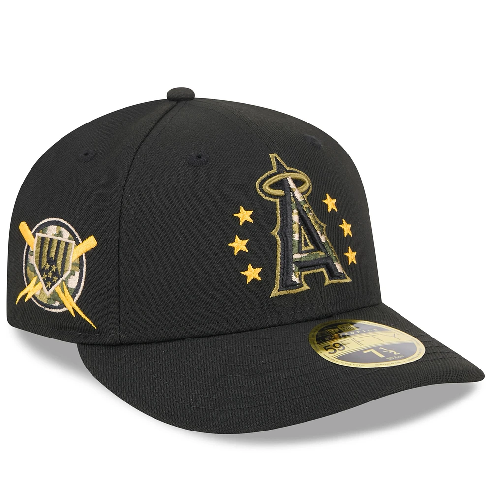 Men's New Era Black Los Angeles Angels 2024 Armed Forces Day Low Profile 59FIFTY Fitted Hat