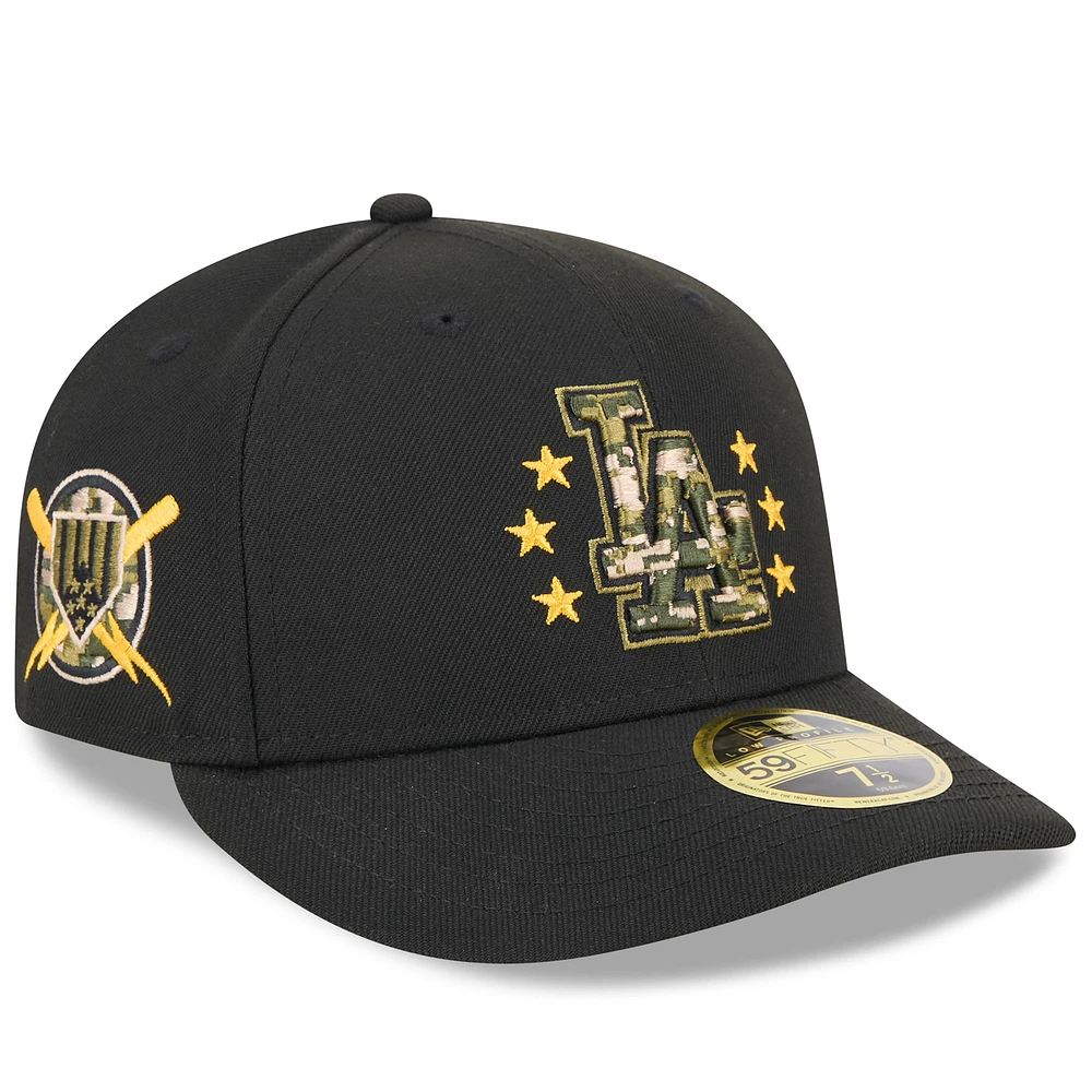 Men's New Era Black Los Angeles Dodgers 2024 Armed Forces Day Low Profile 59FIFTY Fitted Hat