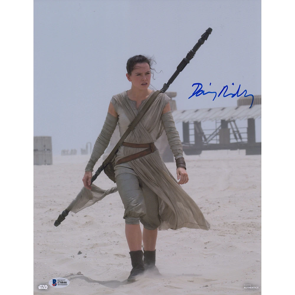 Daisy Ridley Star Wars Autographed 11" x 14" The Force Awakens on Jakku Planet Photograph - Beckett