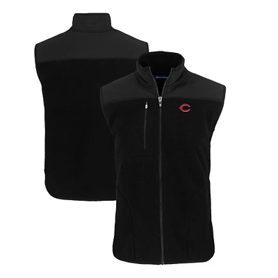 Men's Cutter & Buck Black Cincinnati Reds Big Tall Cascade Eco Sherpa Fleece Full-Zip Vest