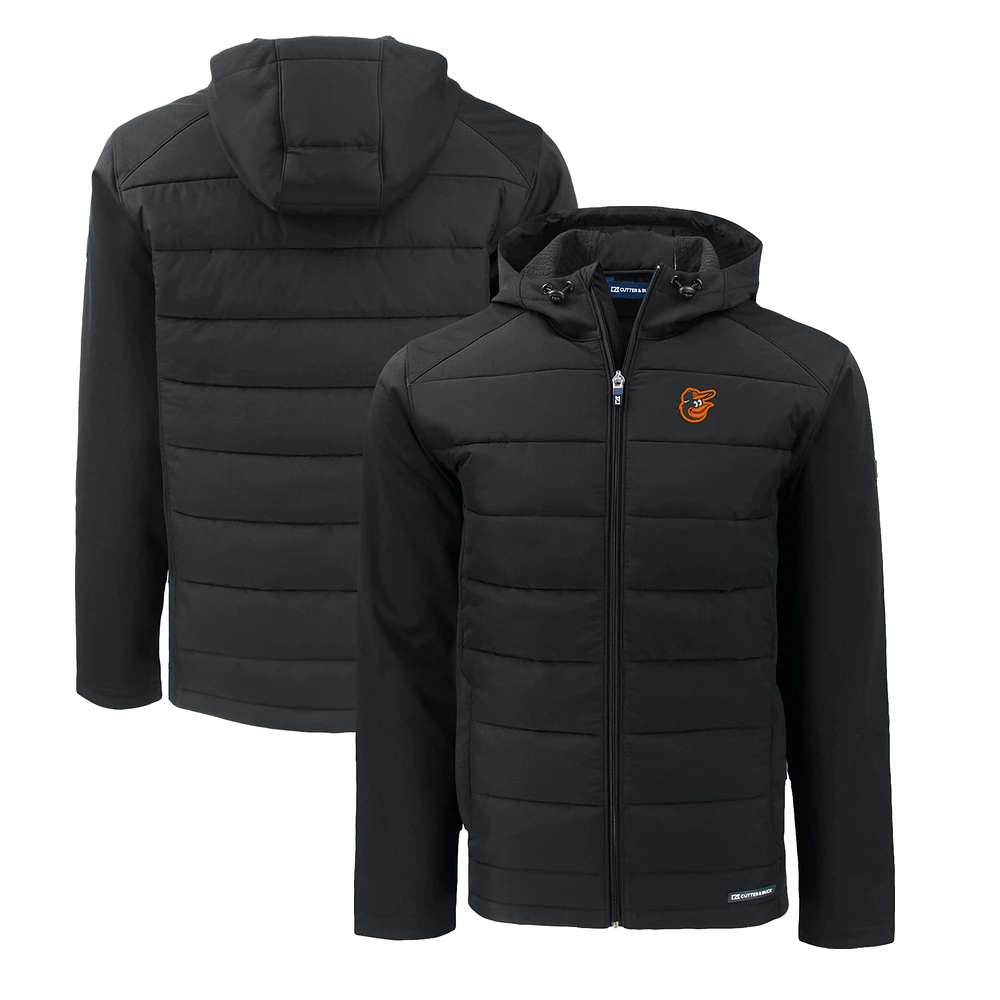 Men's Cutter & Buck Baltimore Orioles Big Tall Evoke Hybrid Eco Softshell Recycled Full-Zip Hoodie