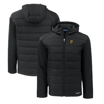 Men's Cutter & Buck Black Pittsburgh Pirates Big Tall Evoke Hybrid Eco Softshell Recycled Full-Zip Hoodie