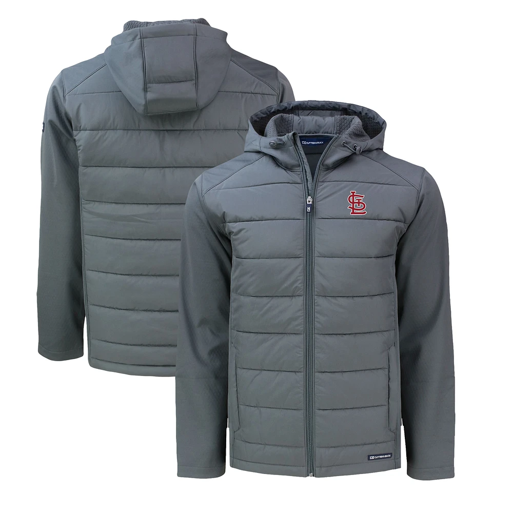 Men's Cutter & Buck Gray St. Louis Cardinals Big Tall Evoke Hybrid Eco Softshell Recycled Full-Zip Hoodie