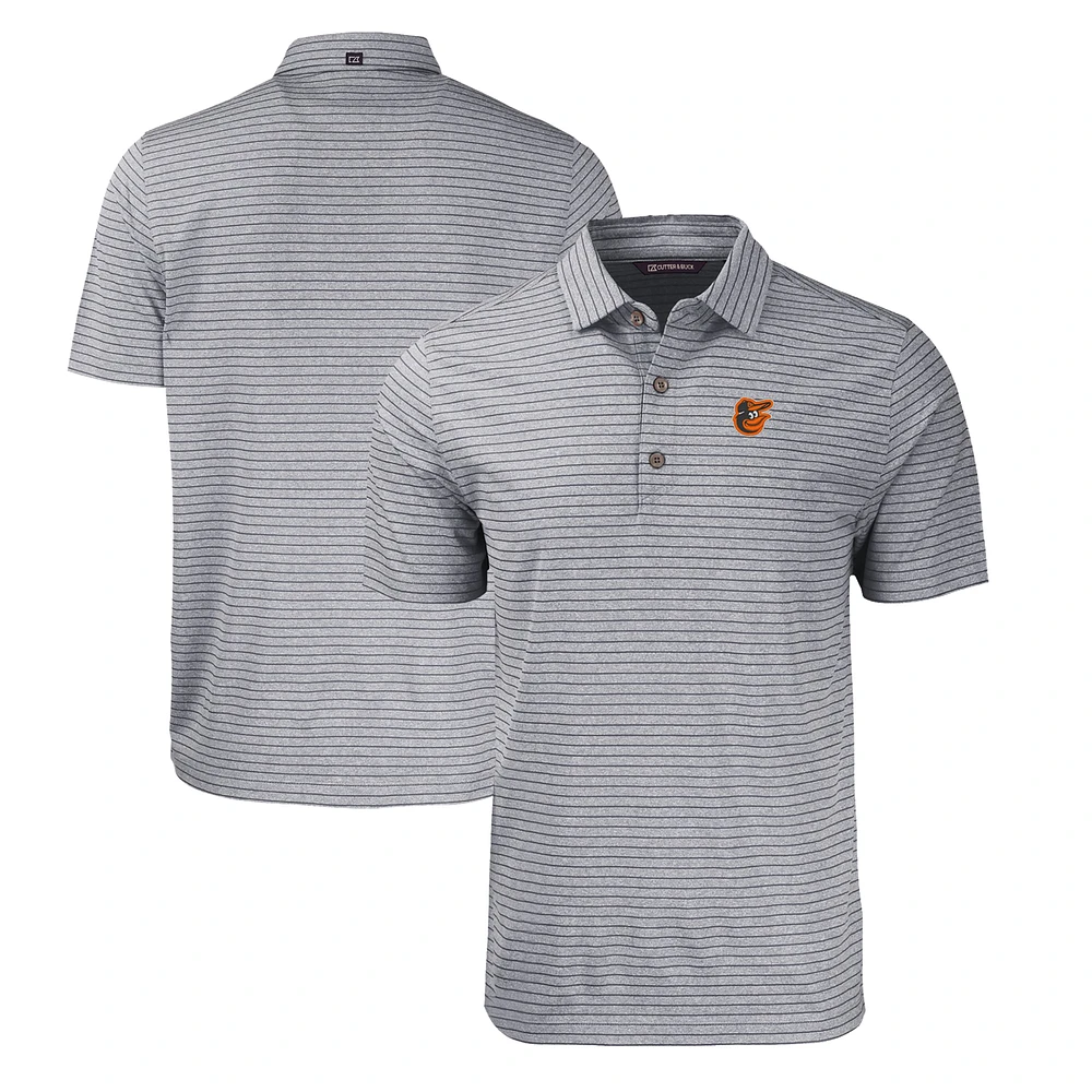 Men's Cutter & Buck Heather Black Baltimore Orioles Big & Tall Forge Eco Heathered Stripe Stretch Recycled Polo
