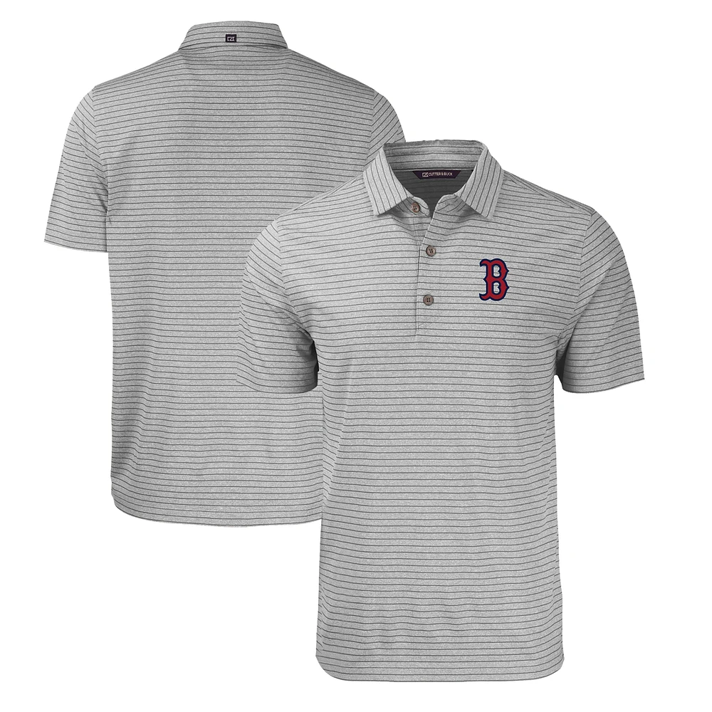 Men's Cutter & Buck Heather Gray Boston Red Sox Big & Tall Forge Eco Heathered Stripe Stretch Recycled Polo