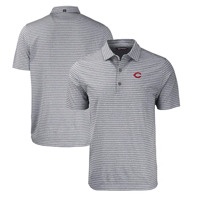 Men's Cutter & Buck Heather Black Cincinnati Reds Big & Tall Forge Eco Heathered Stripe Stretch Recycled Polo