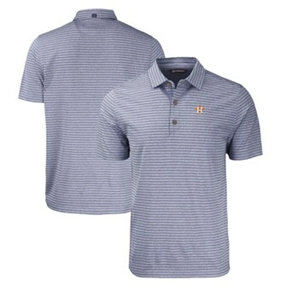 Men's Cutter & Buck Heather Navy Houston Astros Big Tall Forge Eco Heathered Stripe Stretch Recycled Polo