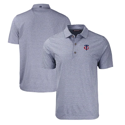 Men's Cutter & Buck Heather Navy Minnesota Twins Big Tall Forge Eco Heathered Stripe Stretch Recycled Polo