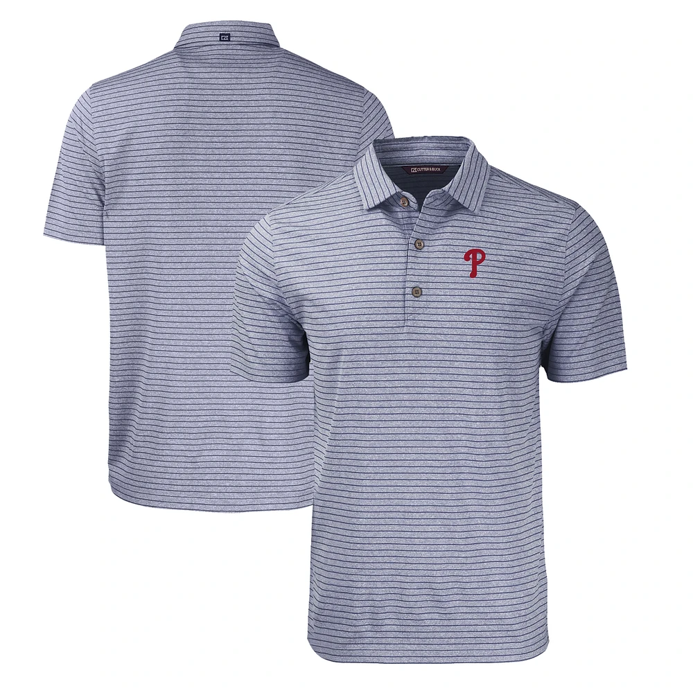 Men's Cutter & Buck Heather Navy Philadelphia Phillies Big & Tall Forge Eco Heathered Stripe Stretch Recycled Polo