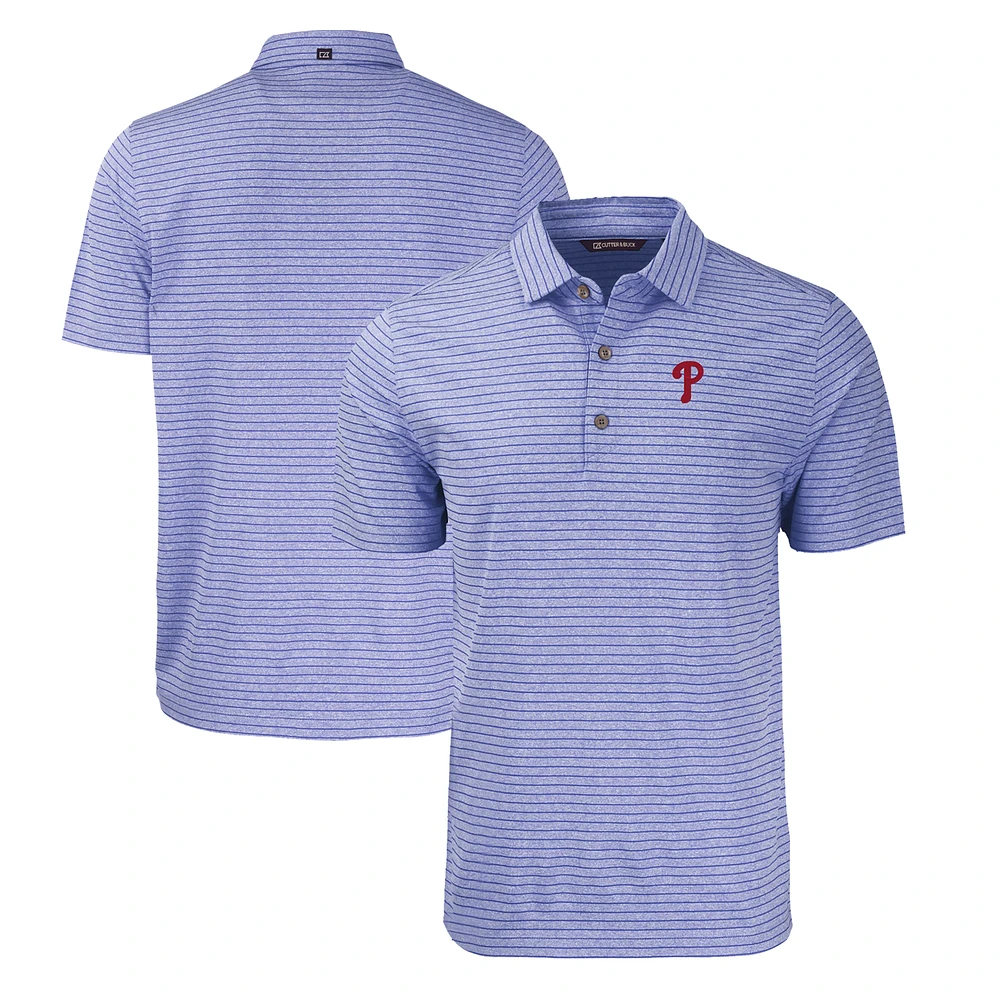 Men's Cutter & Buck Heather Royal Philadelphia Phillies Big Tall Forge Eco Heathered Stripe Stretch Recycled Polo