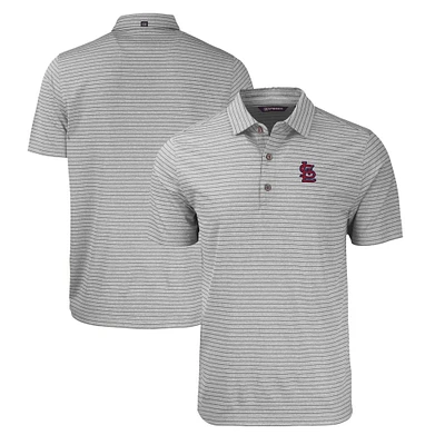 Men's Cutter & Buck Heather Gray St. Louis Cardinals Big & Tall Forge Eco Heathered Stripe Stretch Recycled Polo