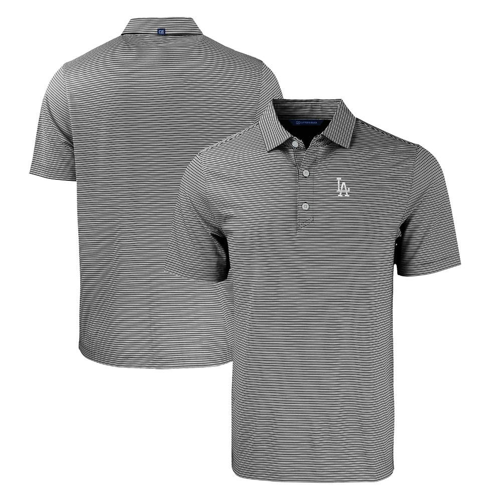 Men's Cutter & Buck Black/White Los Angeles Dodgers Big Tall Forge Eco Double Stripe Stretch Recycled Polo