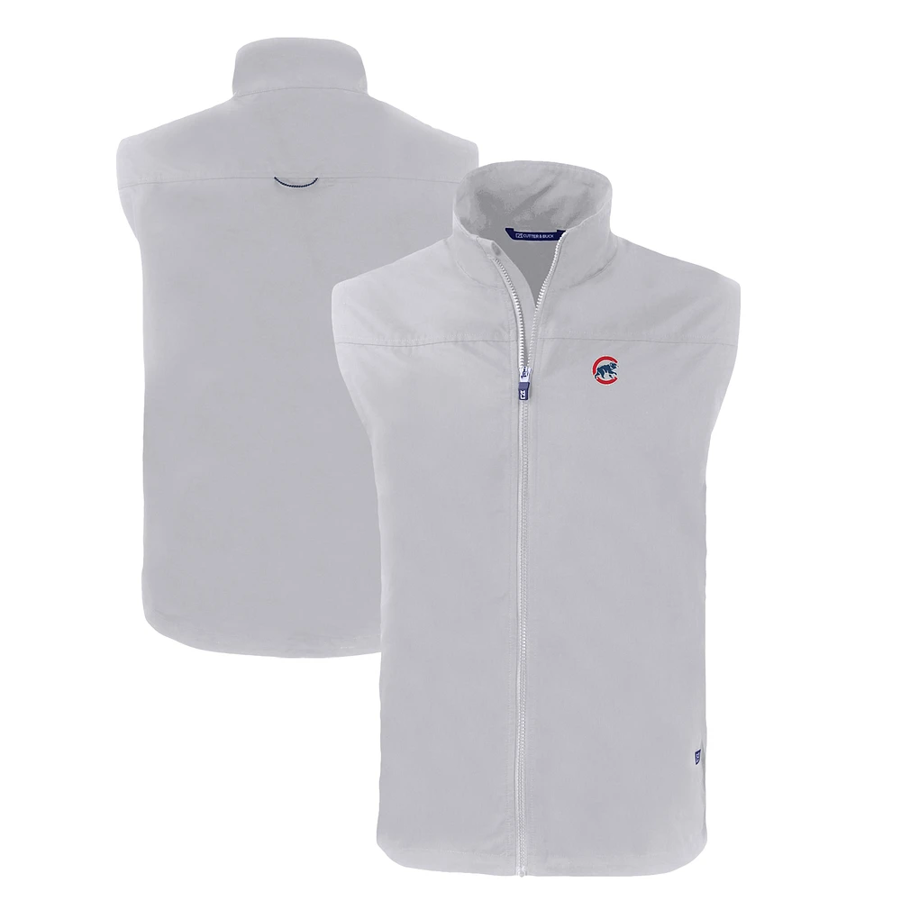 Men's Cutter & Buck Gray Chicago Cubs Big Tall Charter Eco Full-Zip Vest